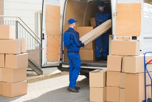 Packing boxes and moving supplies prepared for a home move in Hackney