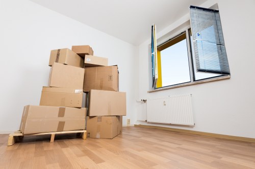 Furniture and boxes being moved from a Hackney property